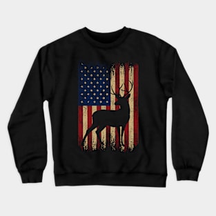 deer and usa flag Crewneck Sweatshirt